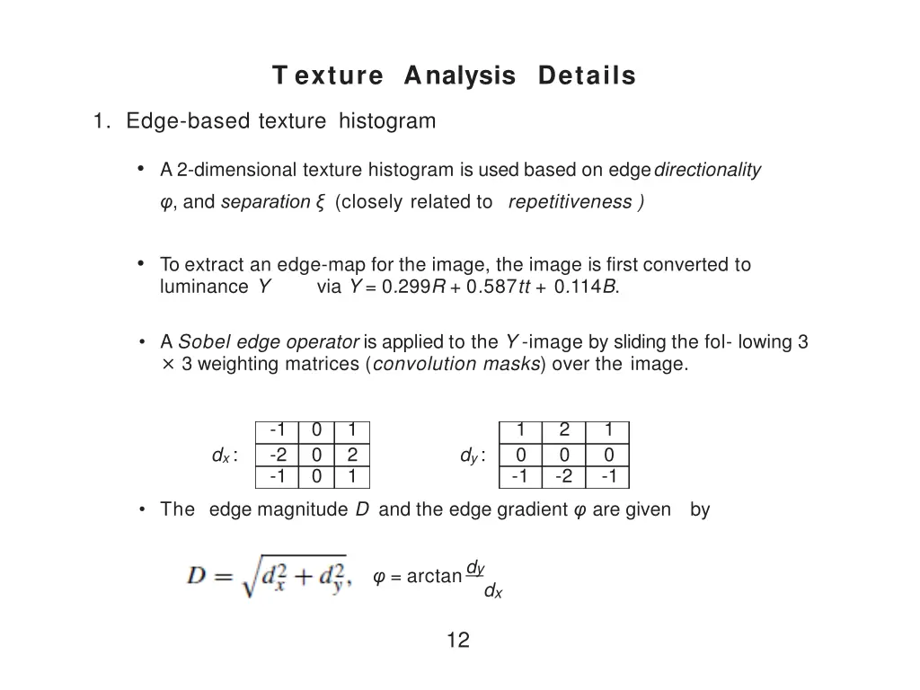 t exture analysis details