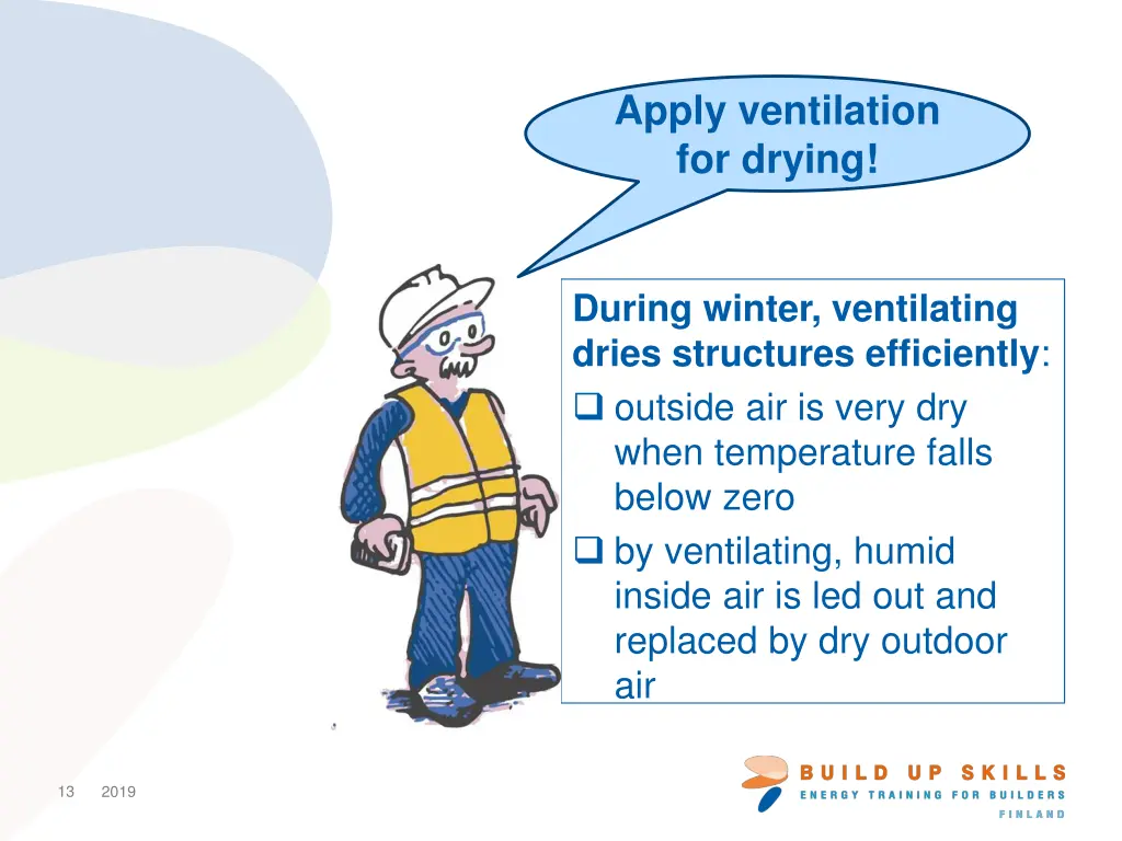 apply ventilation for drying