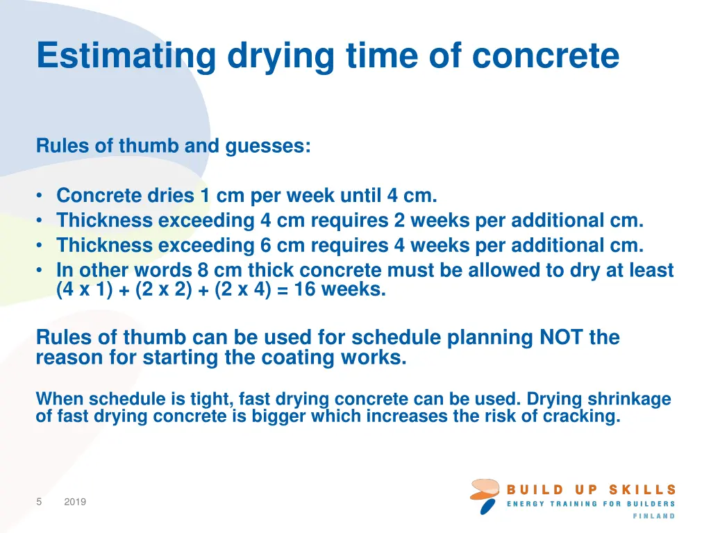 estimating drying time of concrete