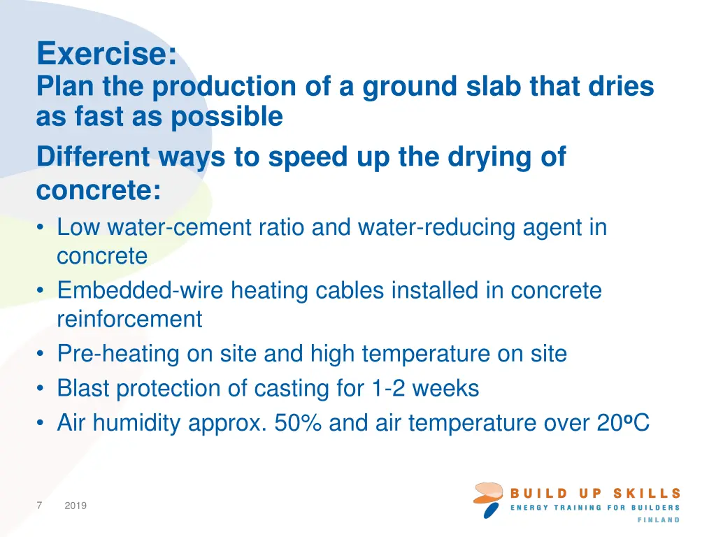 exercise plan the production of a ground slab