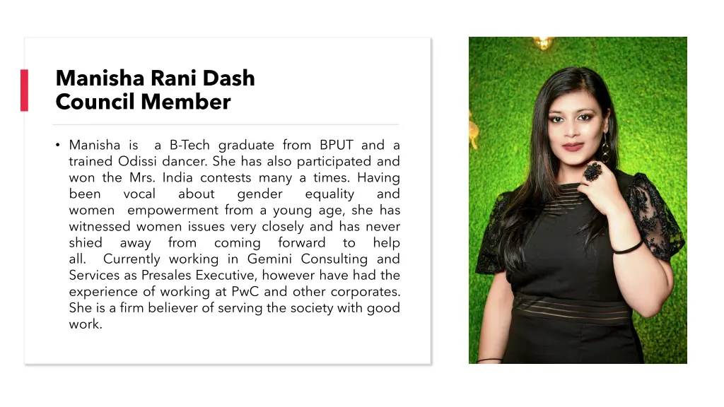 manisha rani dash council member