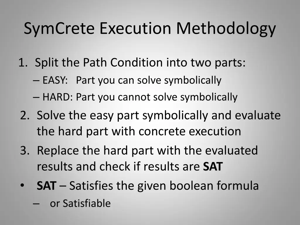 symcrete execution methodology