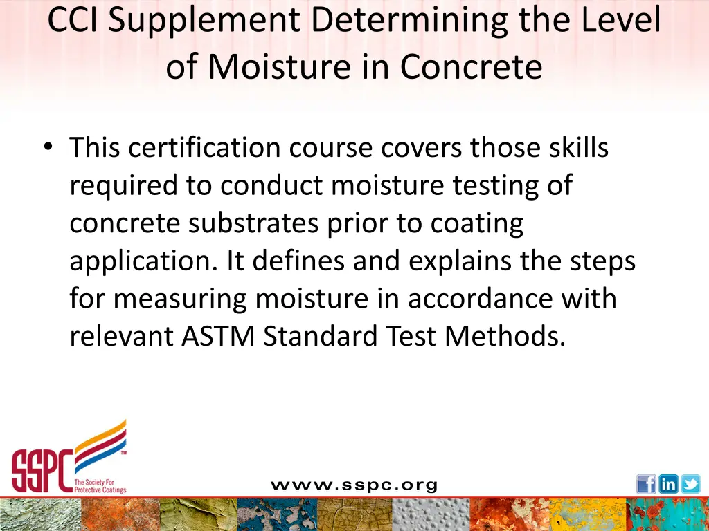 cci supplement determining the level of moisture