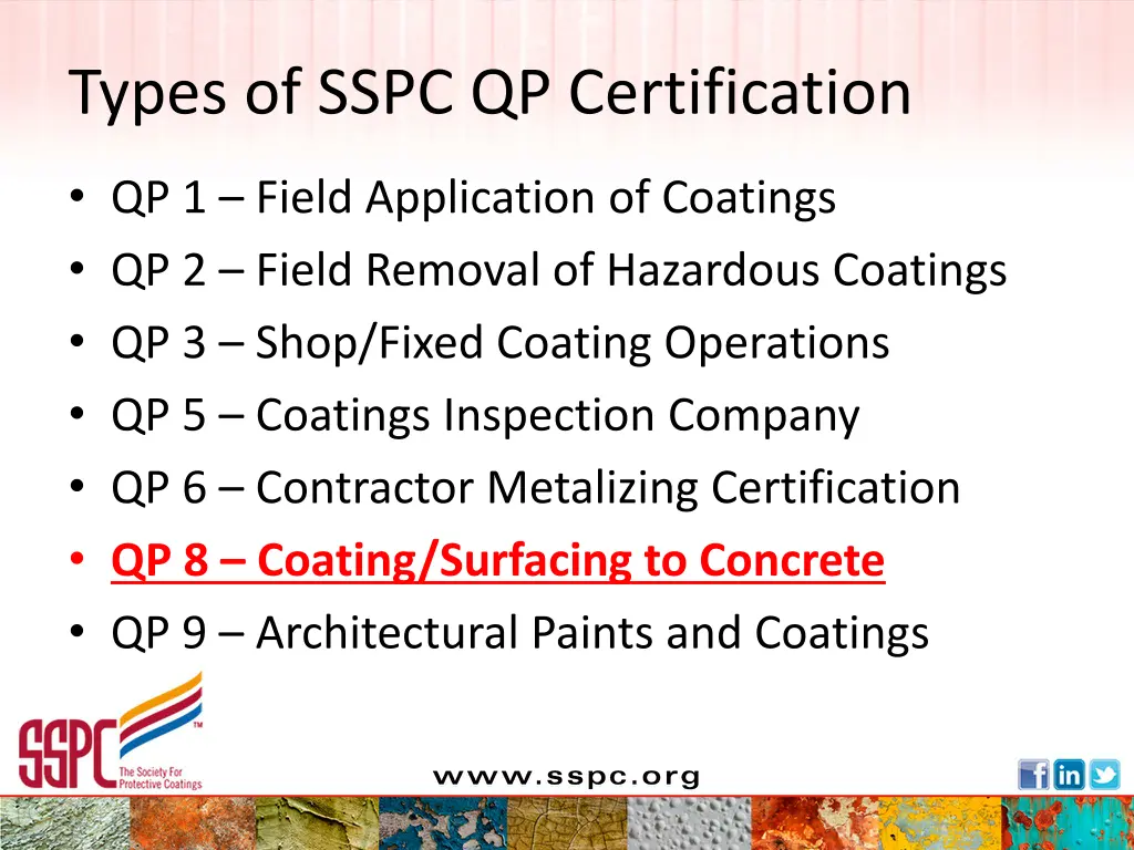 types of sspc qp certification