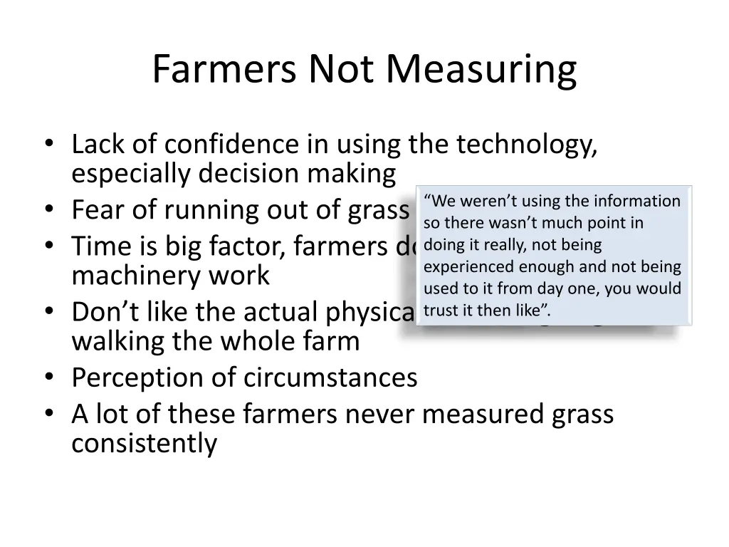 farmers not measuring