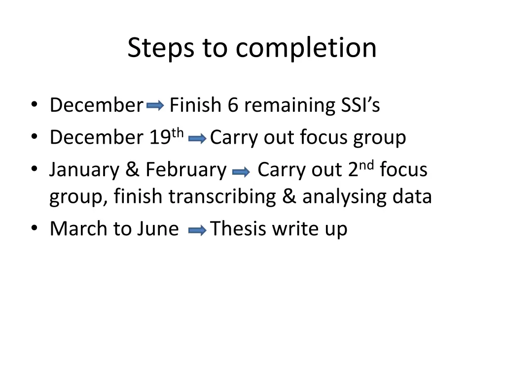 steps to completion