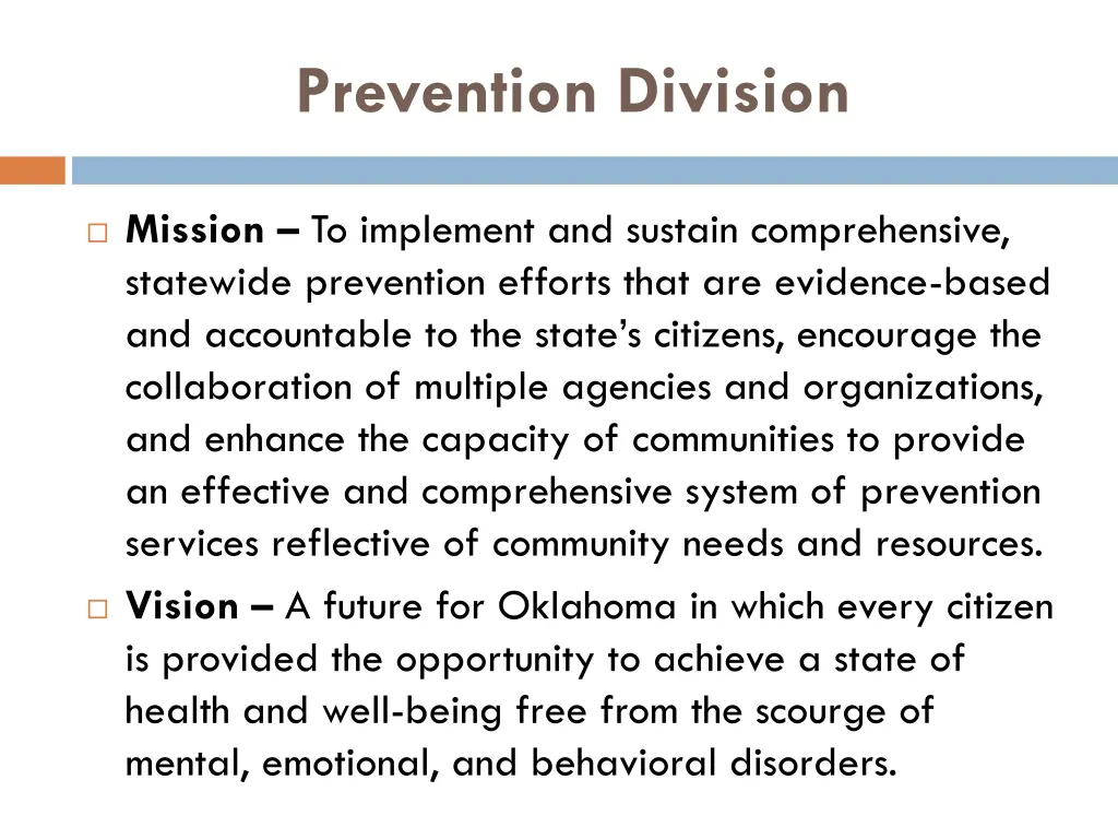 prevention division 1