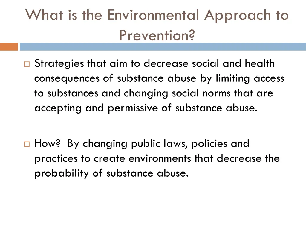 what is the environmental approach to prevention