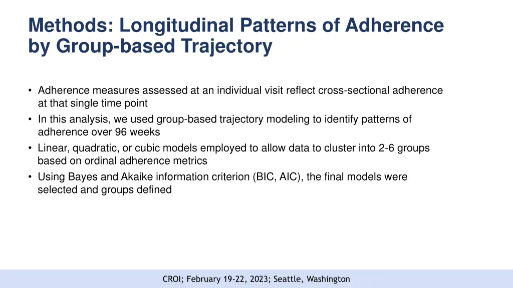 methods longitudinal patterns of adherence