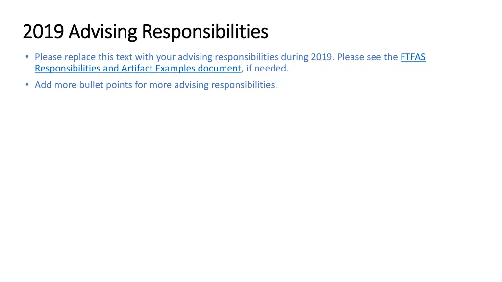 2019 advising responsibilities 2019 advising