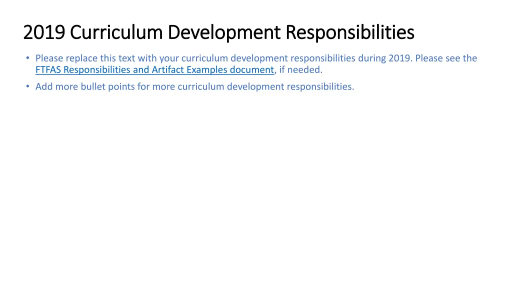 2019 curriculum development responsibilities 2019