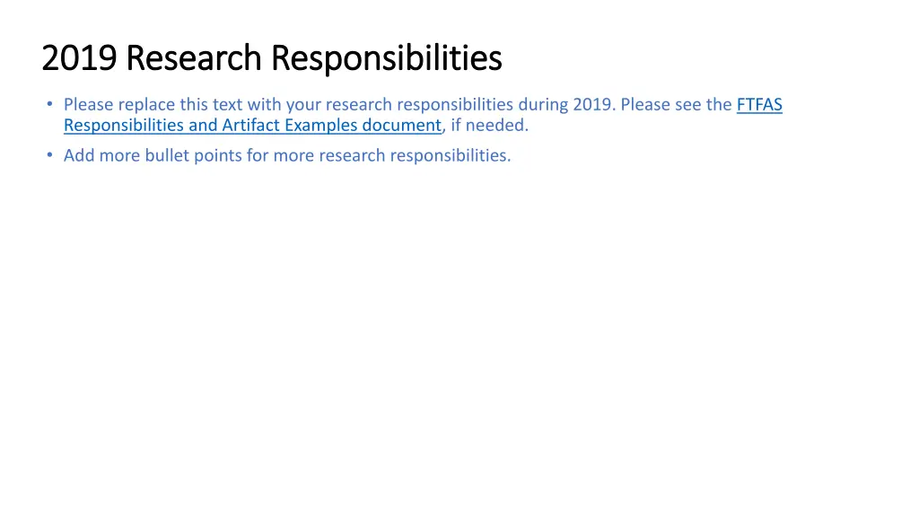 2019 research responsibilities 2019 research