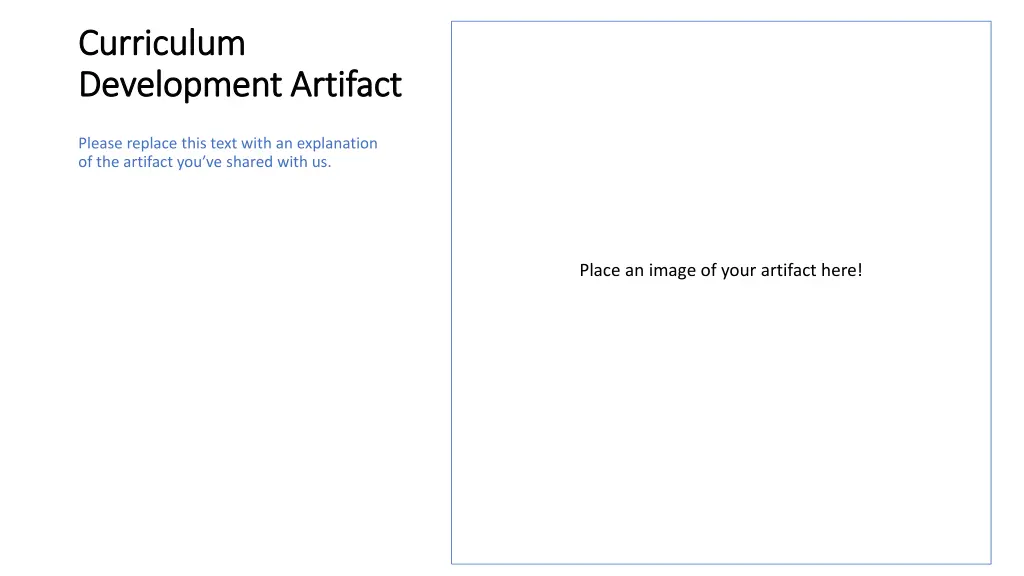 curriculum curriculum development artifact