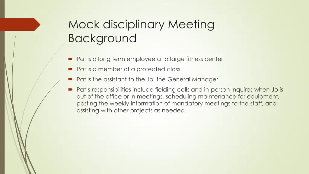 mock disciplinary meeting background