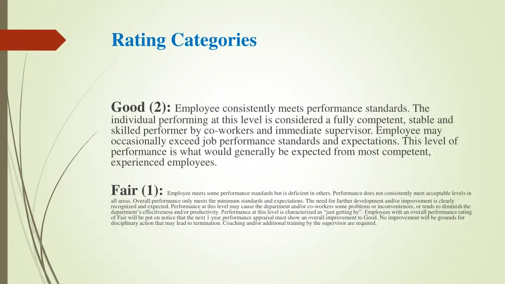 rating categories 1