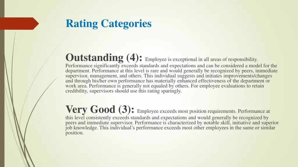 rating categories