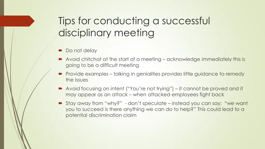 tips for conducting a successful disciplinary