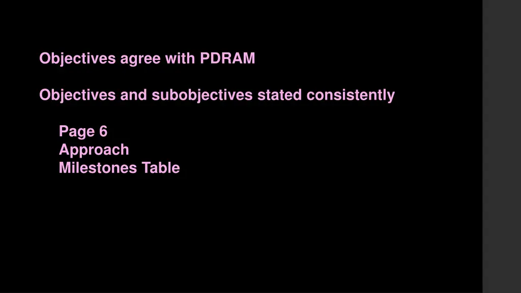 objectives agree with pdram