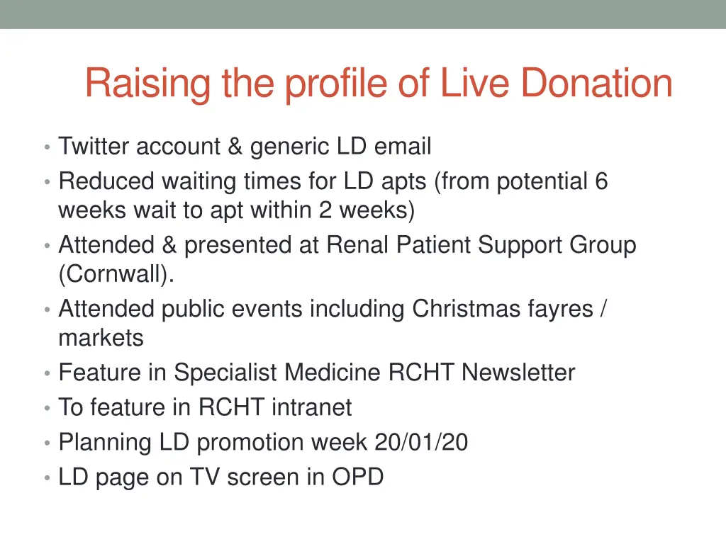 raising the profile of live donation