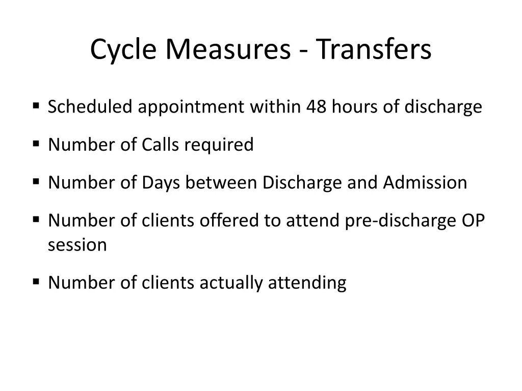 cycle measures transfers