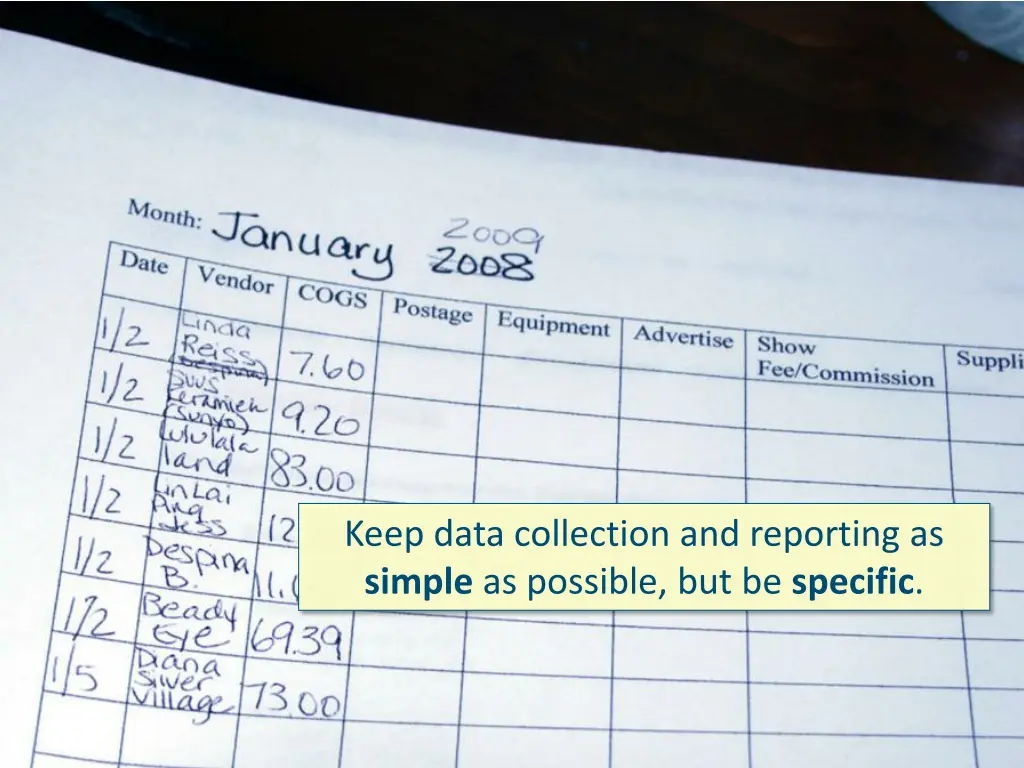 keep data collection and reporting as simple