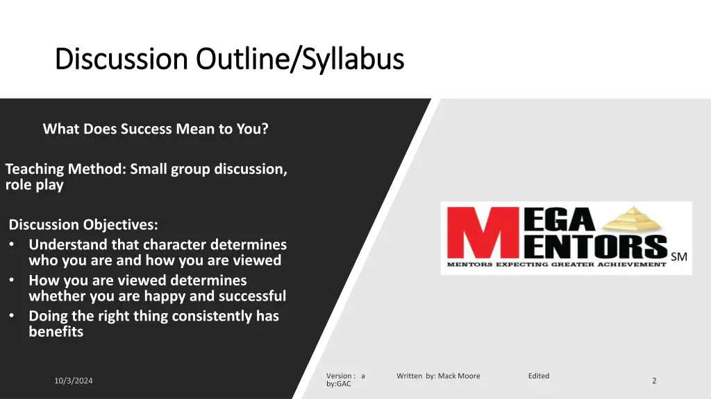 discussion outline syllabus discussion outline