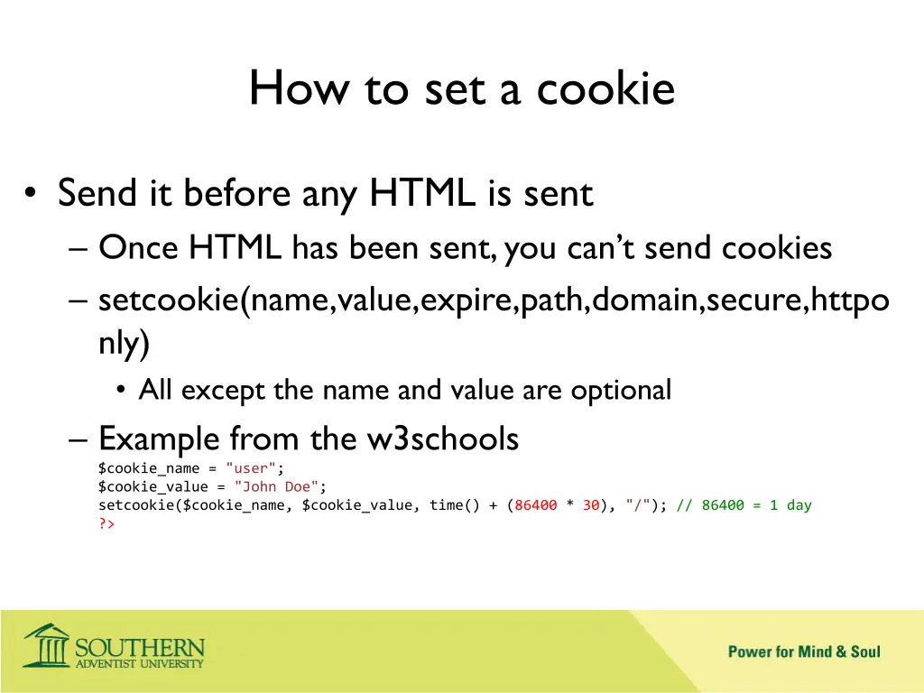 how to set a cookie