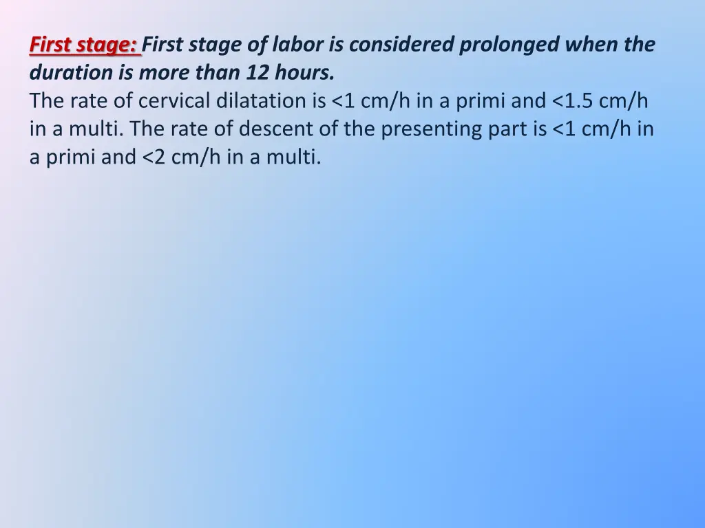 first stage first stage of labor is considered