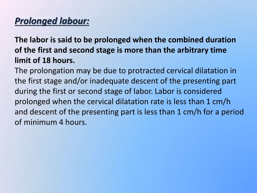 prolonged labour