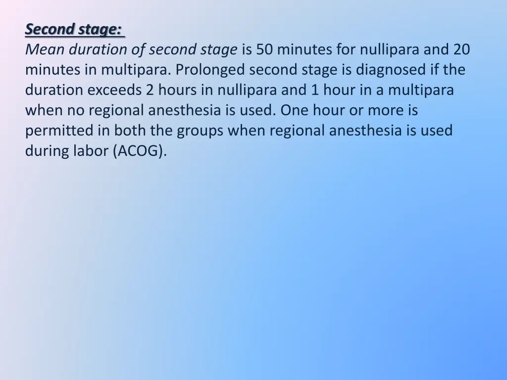 second stage mean duration of second stage