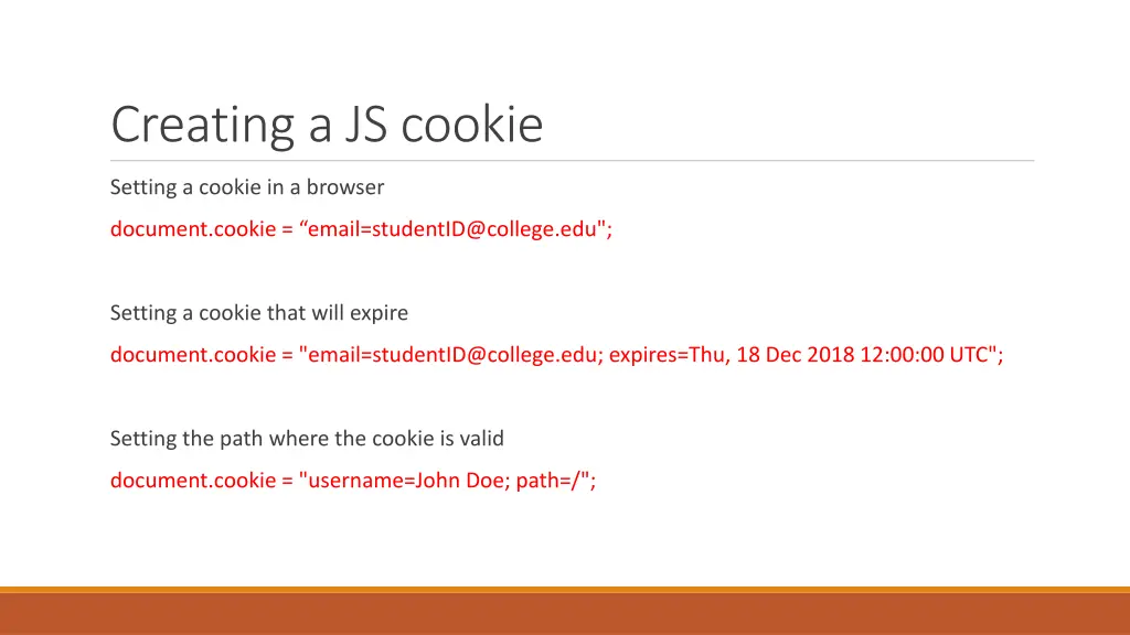 creating a js cookie