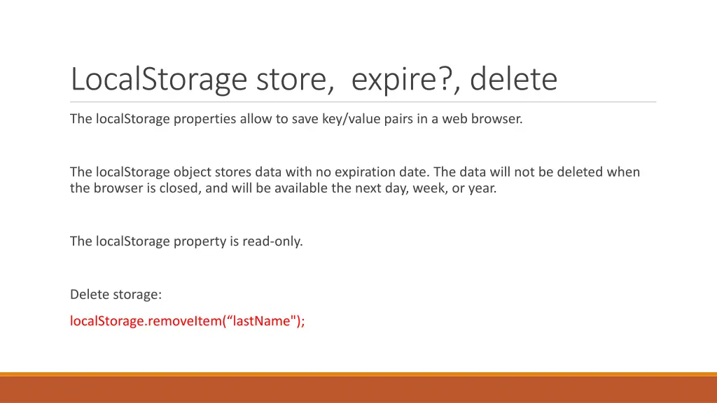 localstorage store expire delete