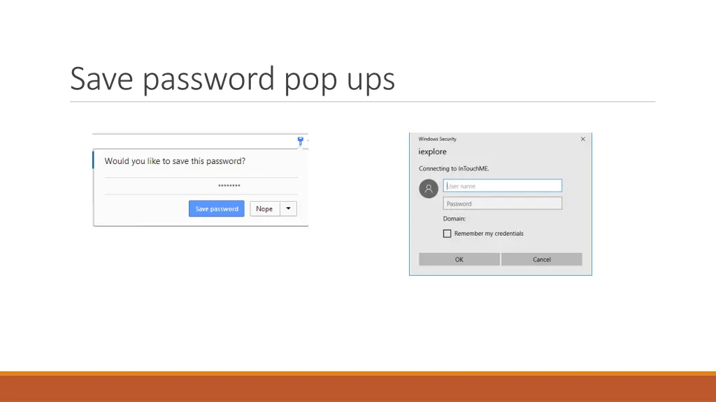 save password pop ups