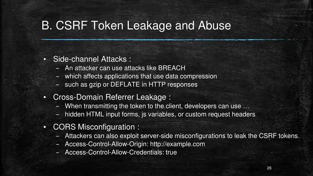 b csrf token leakage and abuse