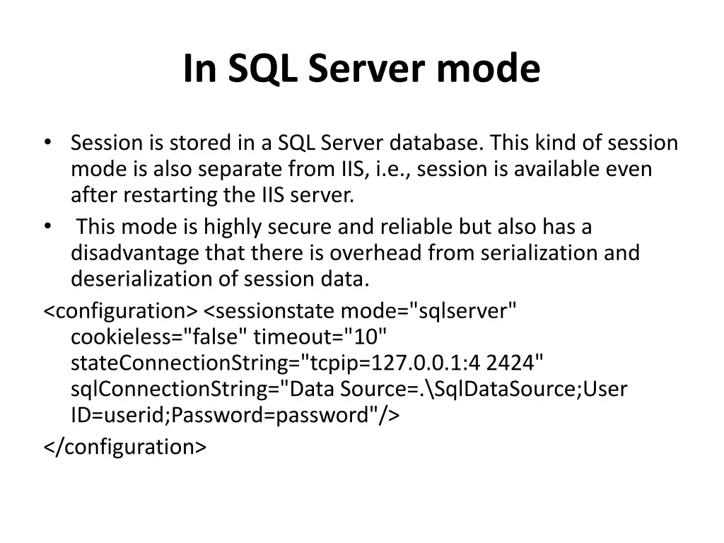 in sql server mode