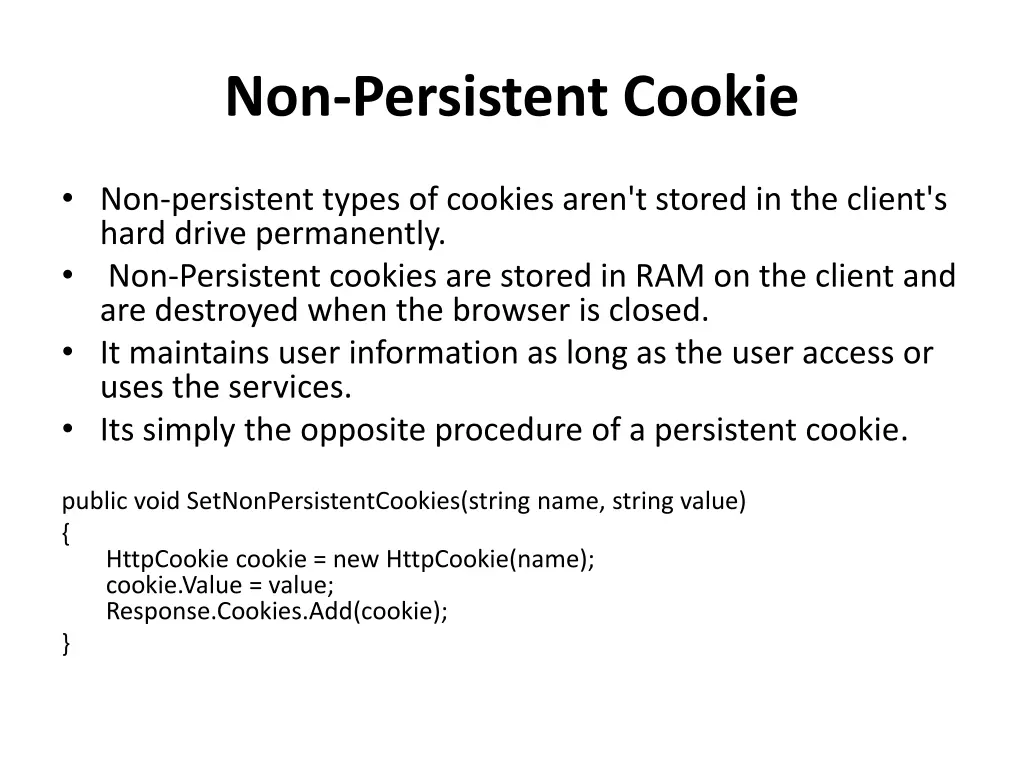 non persistent cookie