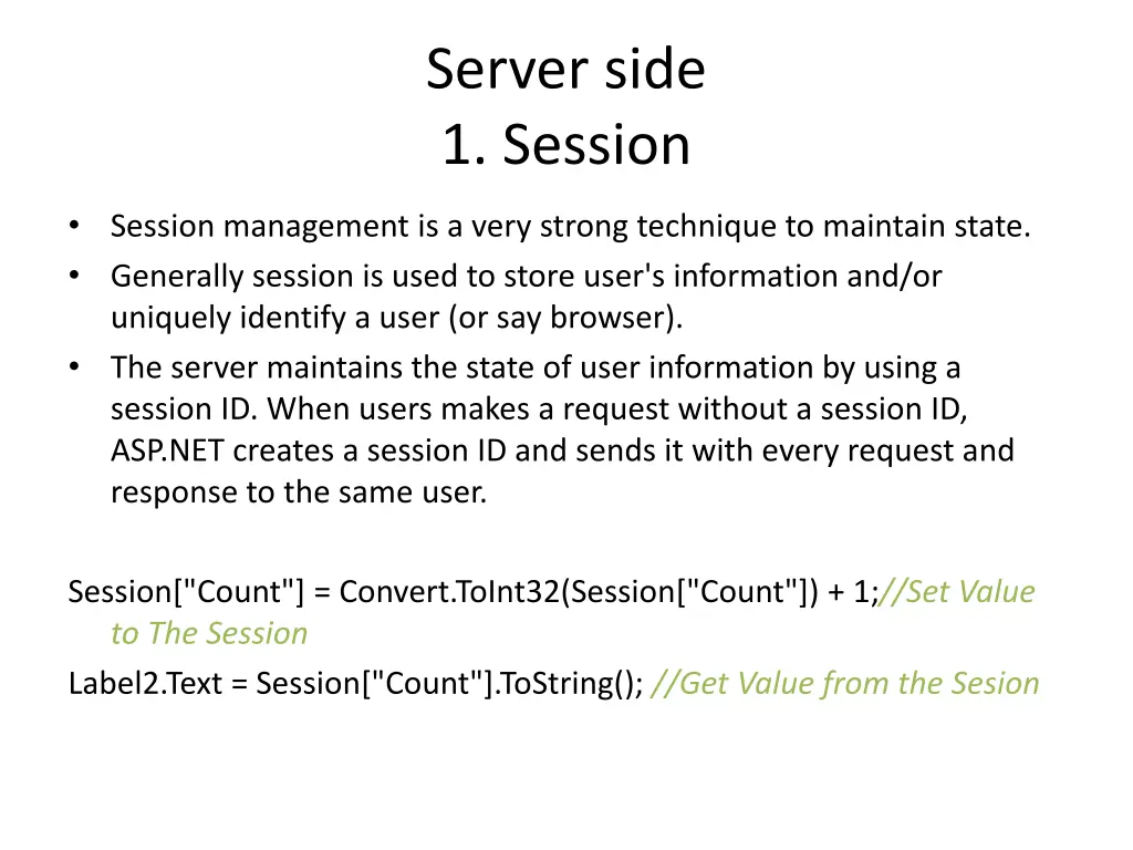 server side 1 session