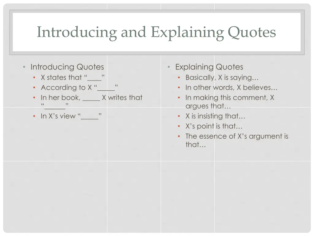 introducing and explaining quotes