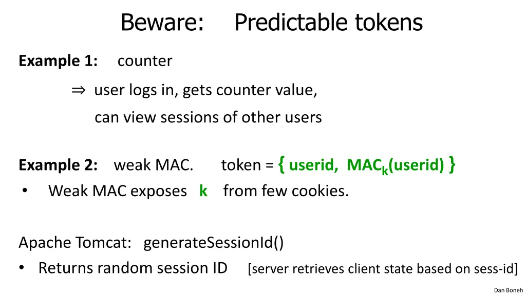 beware predictable tokens