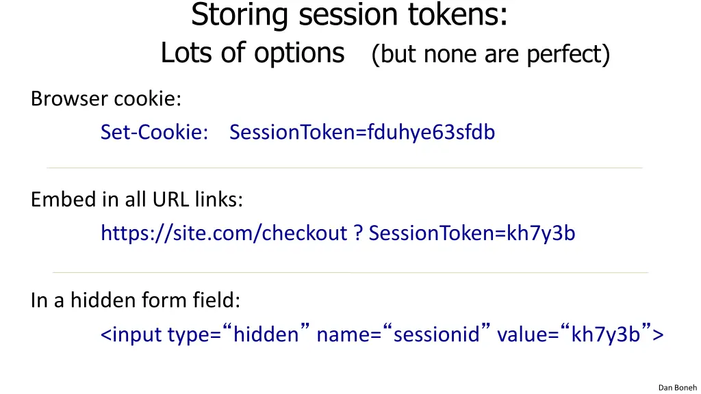 storing session tokens lots of options but none