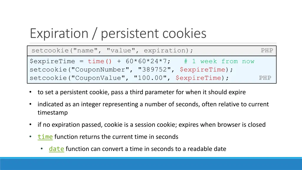 expiration persistent cookies