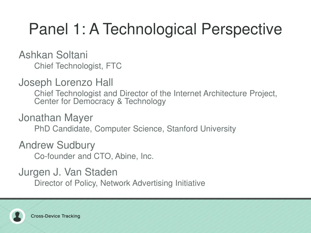 panel 1 a technological perspective