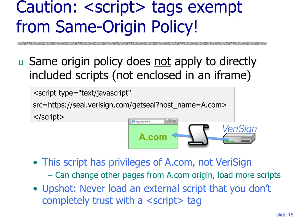 caution script tags exempt from same origin policy