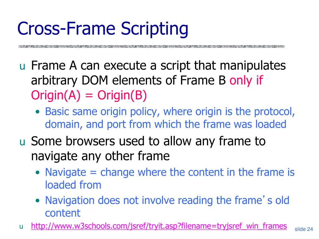 cross frame scripting