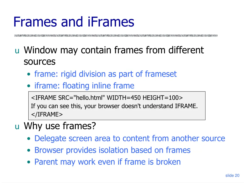 frames and iframes