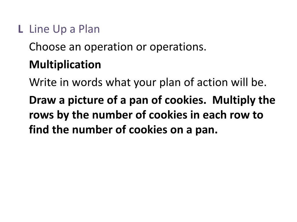 l line up a plan choose an operation