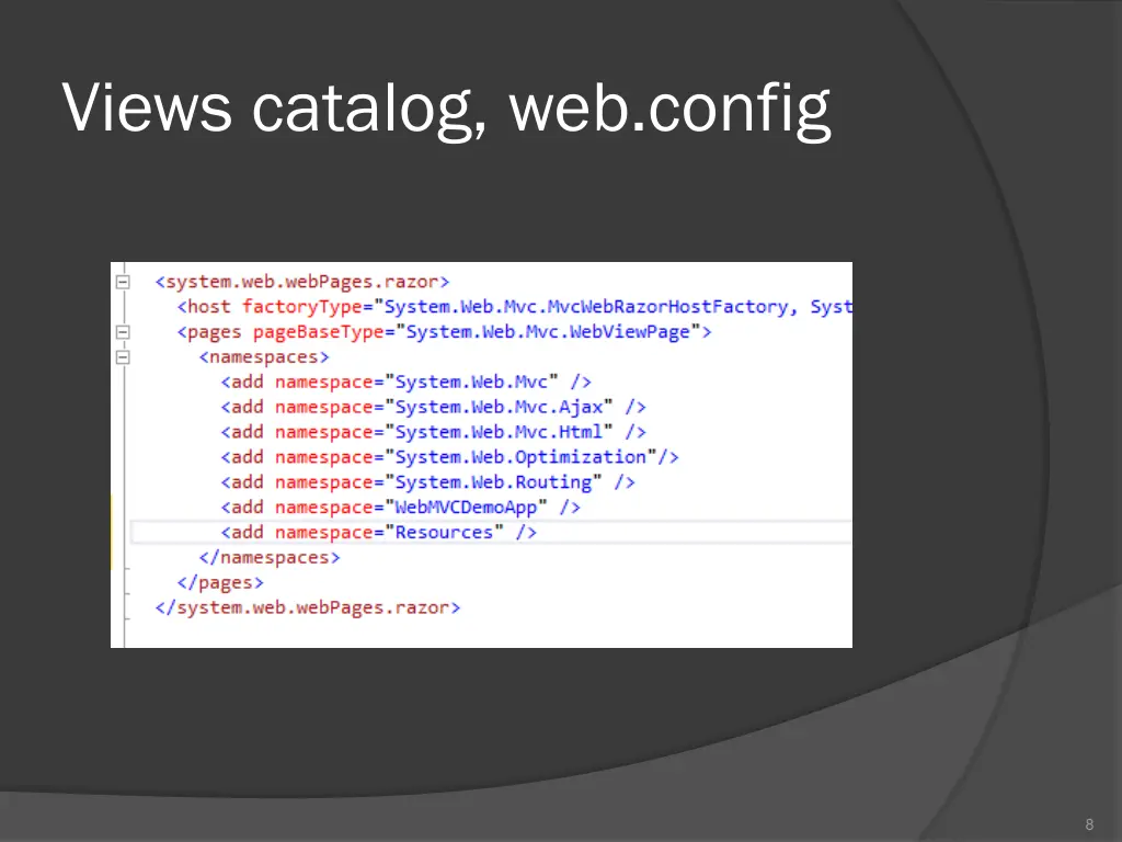 views catalog web config