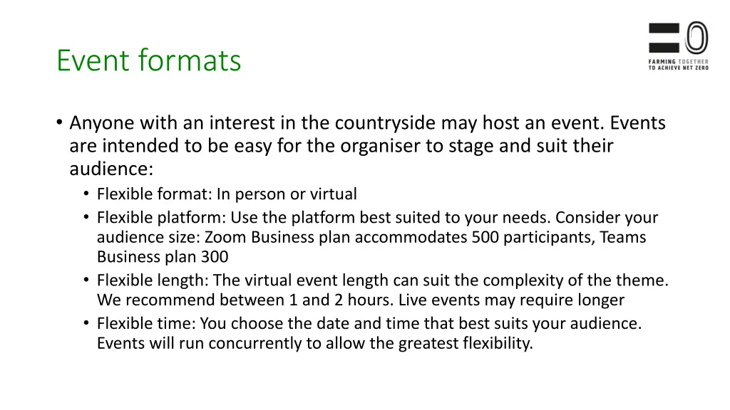 event formats