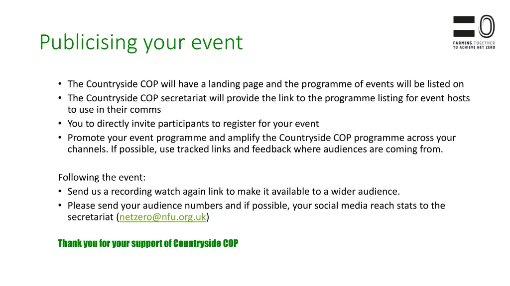 publicising your event