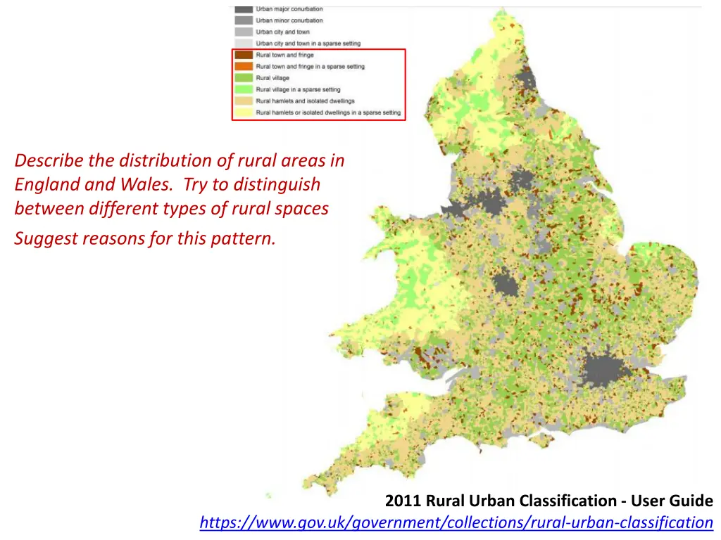 describe the distribution of rural areas